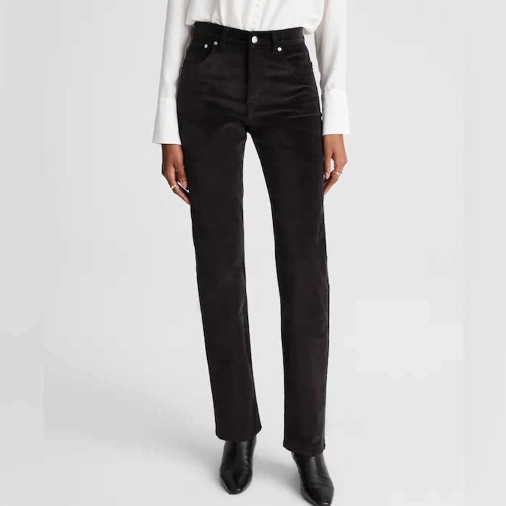 Madewell Black Velvet Longline Straight Pants 32 Like New
